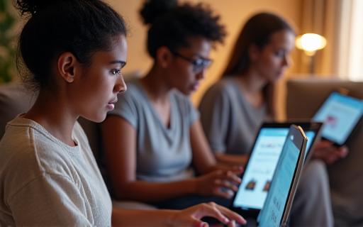People shopping online with diverse devices